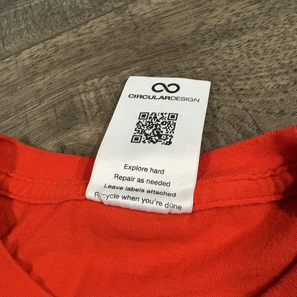 The North Face Shirt Mens Medium Orange Long Sleeve Graphic Circular Design